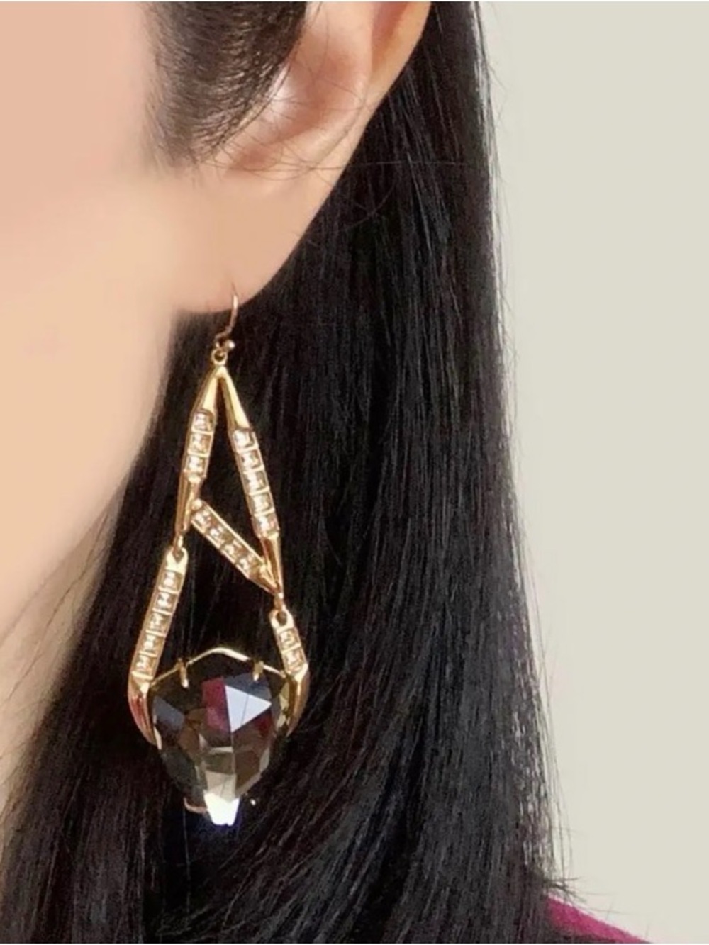 NEW Alexis Bittar Mosaic Earrings Gold Drop Dangle Smokey Topaz JL17